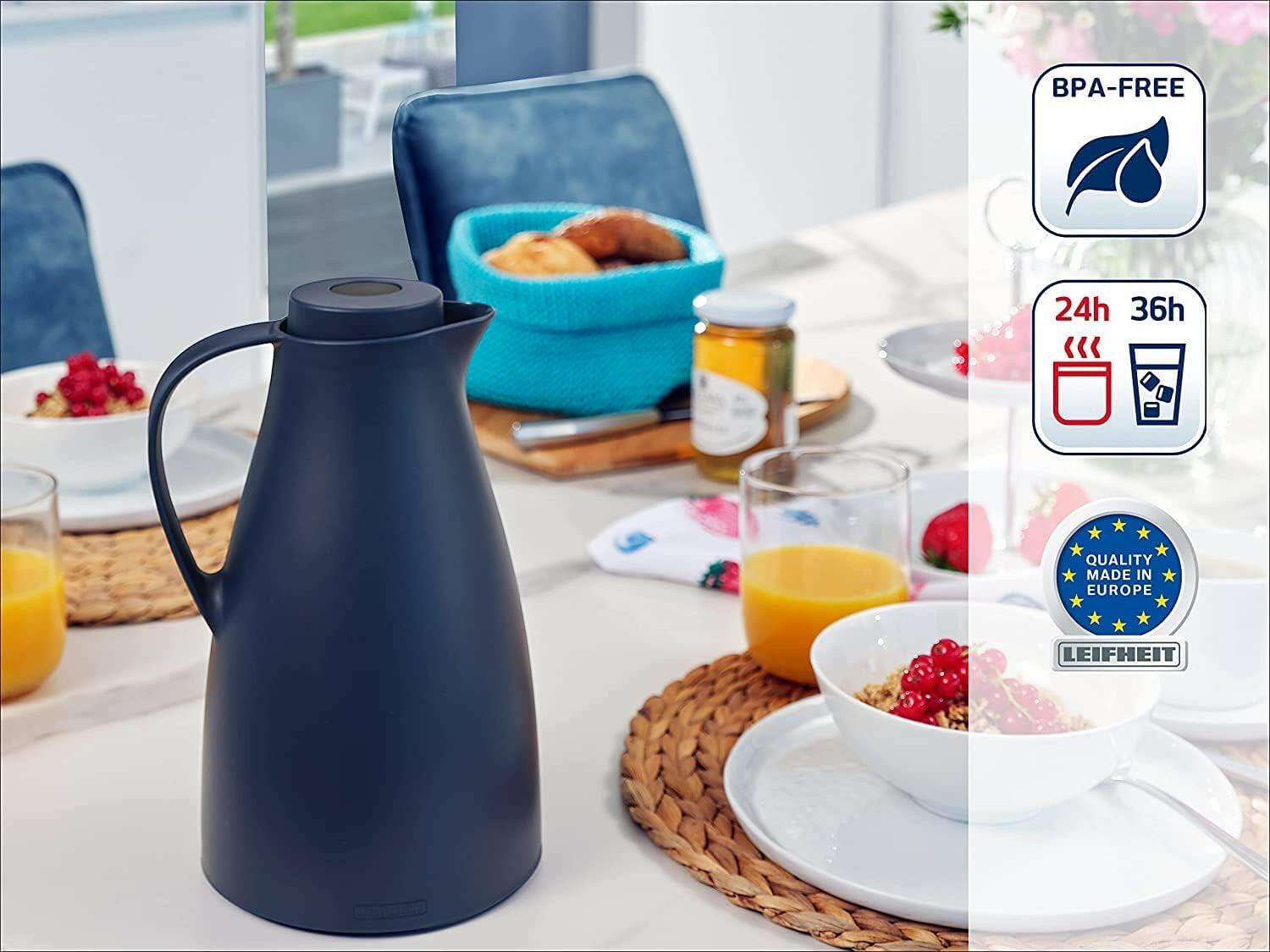 LEIFHEIT Harmonic 1L Isolierkanne, 24h heiß, BPA-frei.
