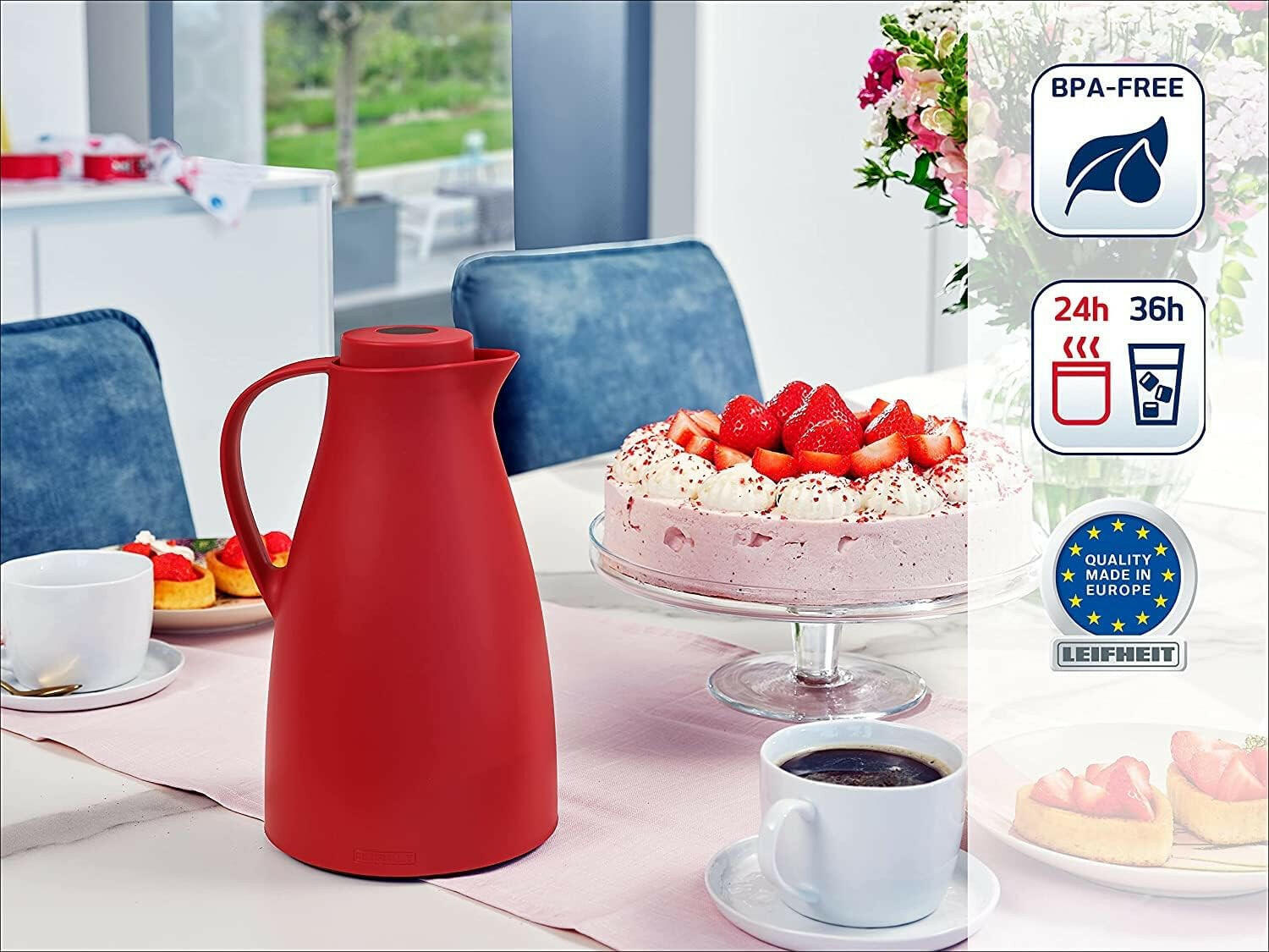LEIFHEIT Harmonic 1L Isolierkanne, 24h heiß, BPA-frei.