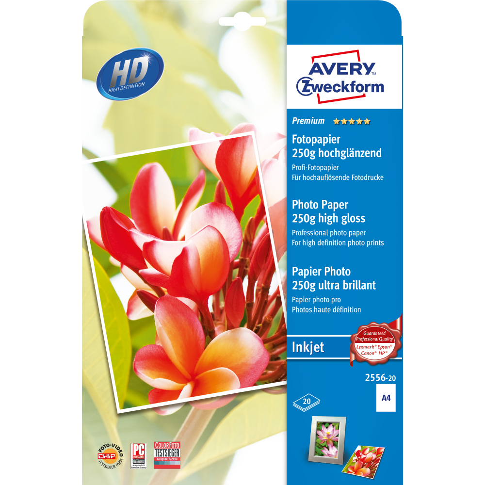 AVERY Zweckform Inkjet Fotopapier 2556-20, 20 Blatt, 250.