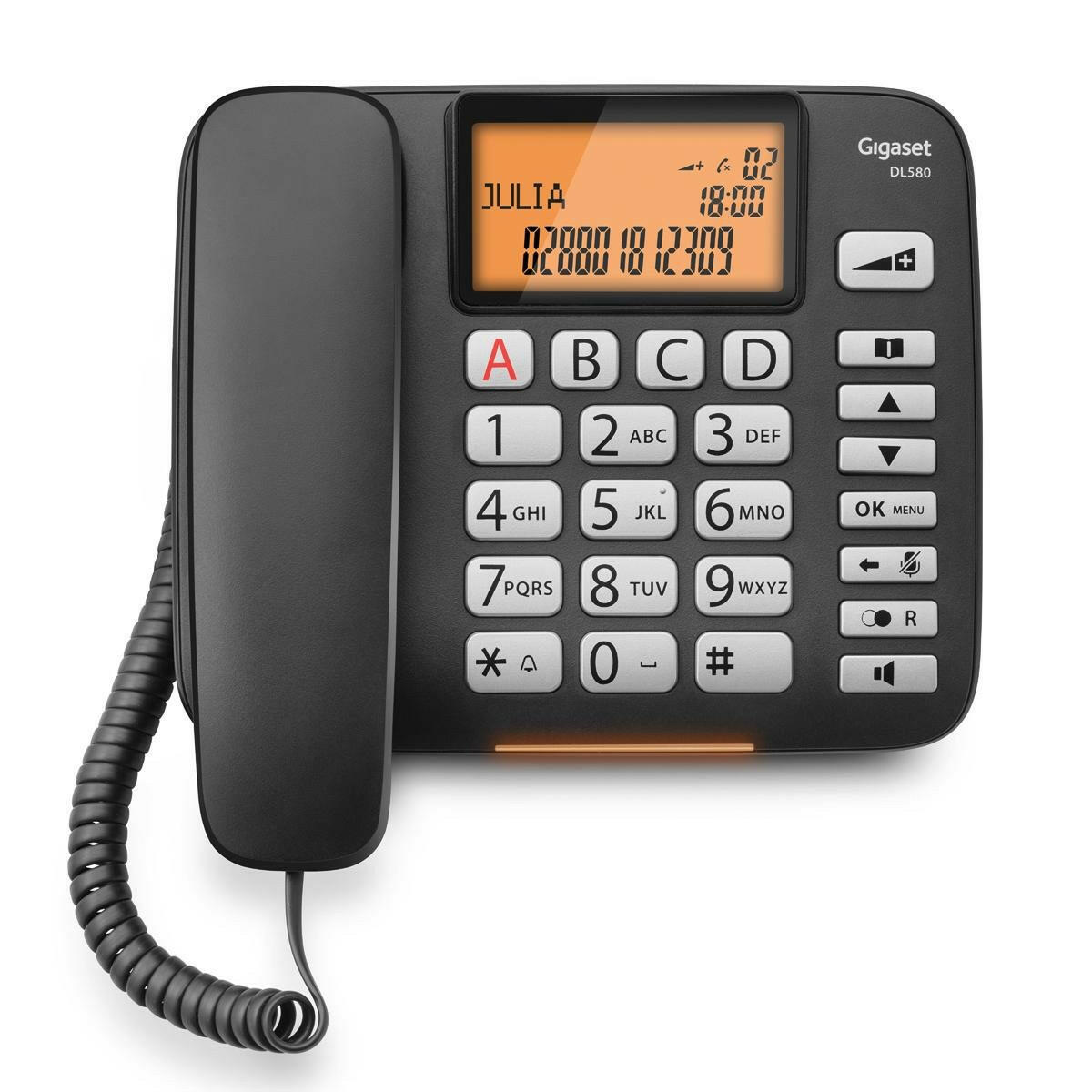 Gigaset DL580 Schnurgebundenes Telefon für Senioren, schwarz.