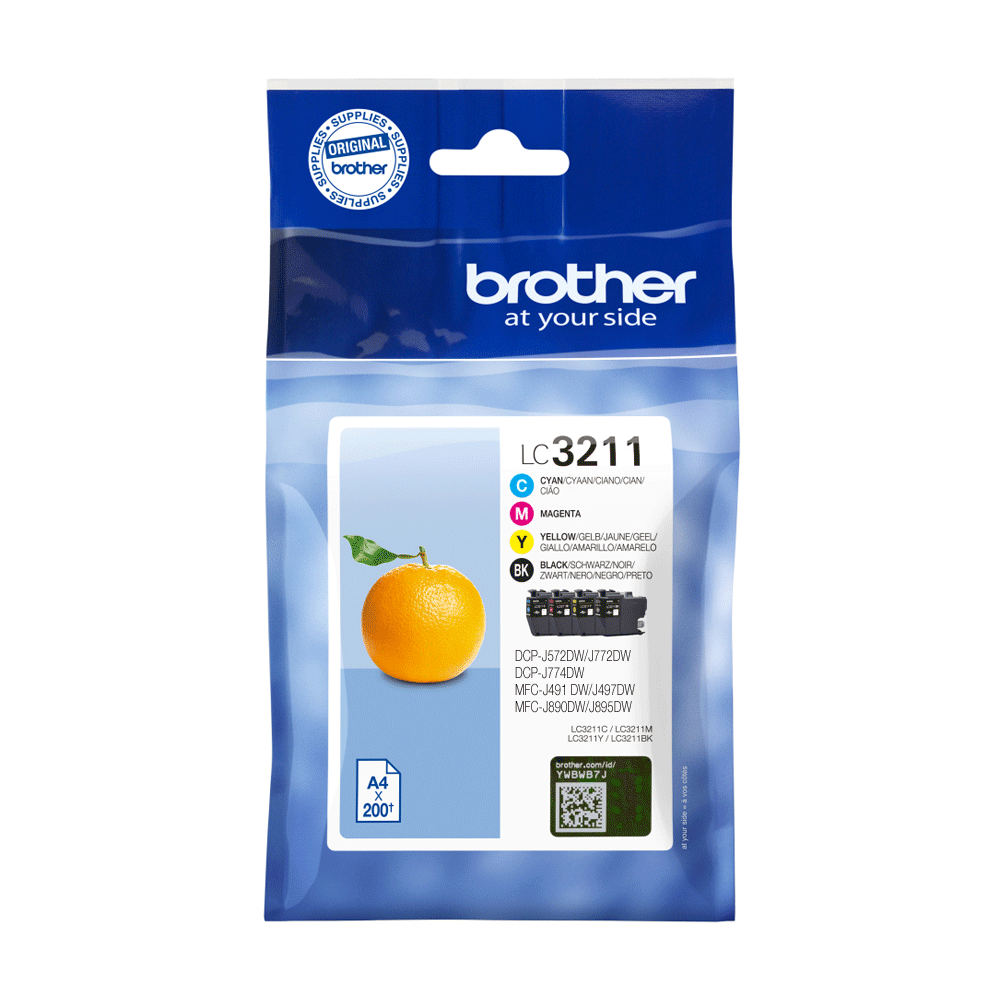 Brother LC3211 Tintenpatronen Set 4 Farben, 800 Seiten.