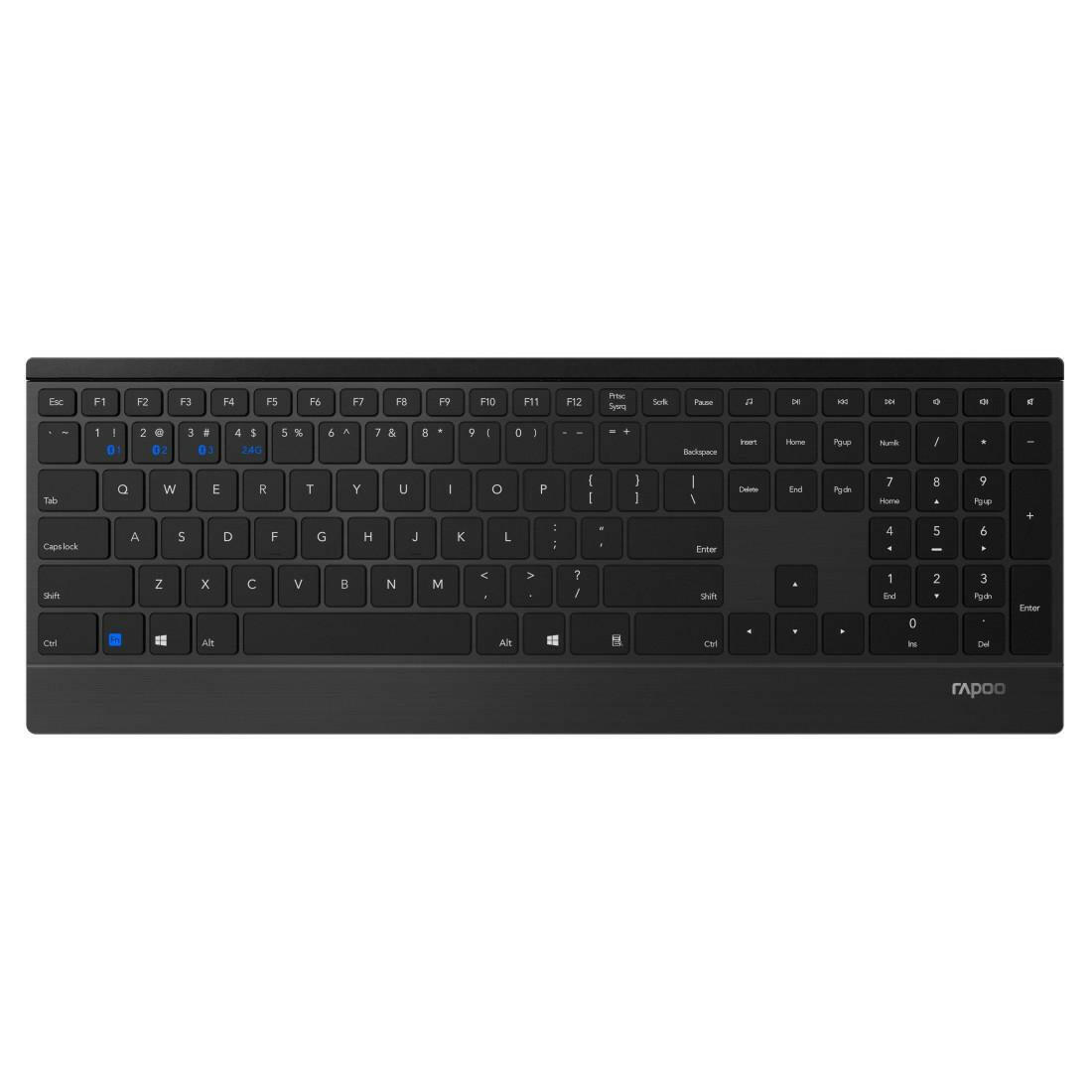 Rapoo E9500M kabellose Tastatur QWERTZ Aluminium Schwarz.