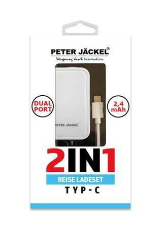 PETER JÄCKEL KFZ-Ladegerät 2in1 USB Typ-C 2.4A Weiss.