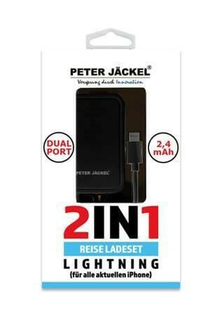 PETER JÄCKEL KFZ-Ladegerät 2in1 USB 2.4A Lightning schwarz.