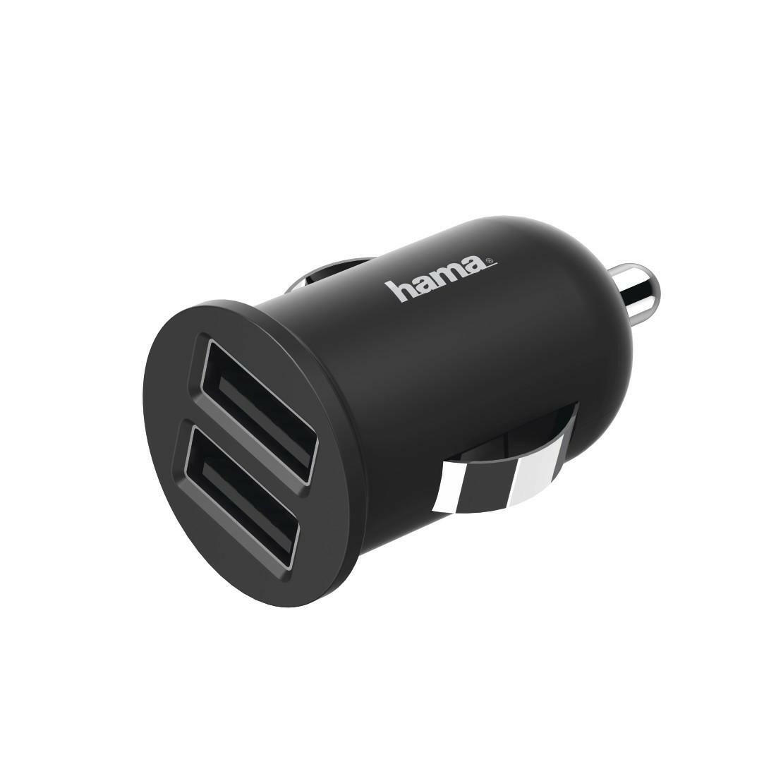 HAMA Kfz-Ladegerät 2x USB-A 12W Schwarz für PKW/LKW.