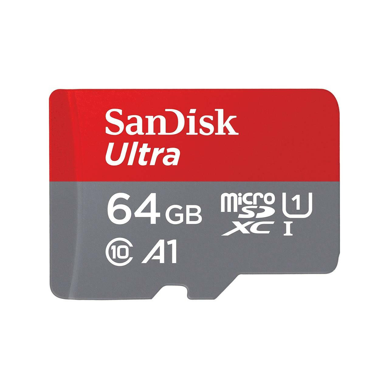 SanDisk Ultra 64 GB microSDXC Speicherkarte + SD Adapter.