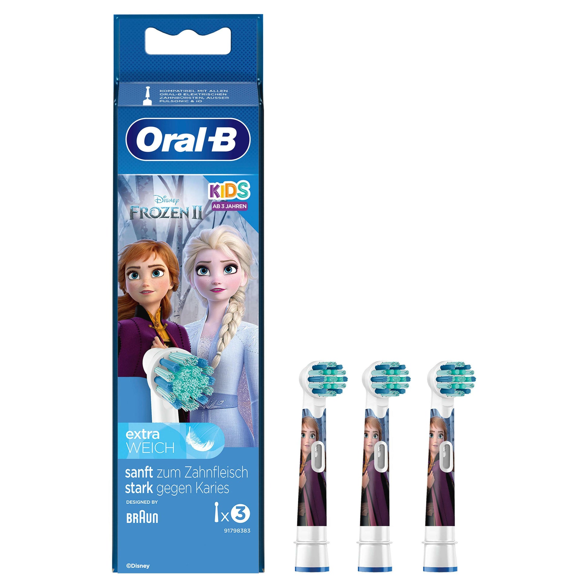 Oral-B Die Eiskönigin 3er Aufsteckbürsten für Kids, 3 Stück.