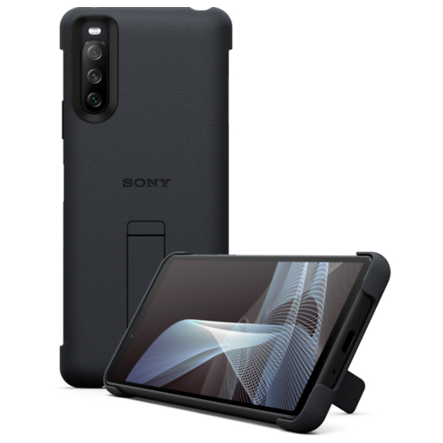 Sony Xperia 10 III Cover Schwarz, Standfuß, Sony Qualität.