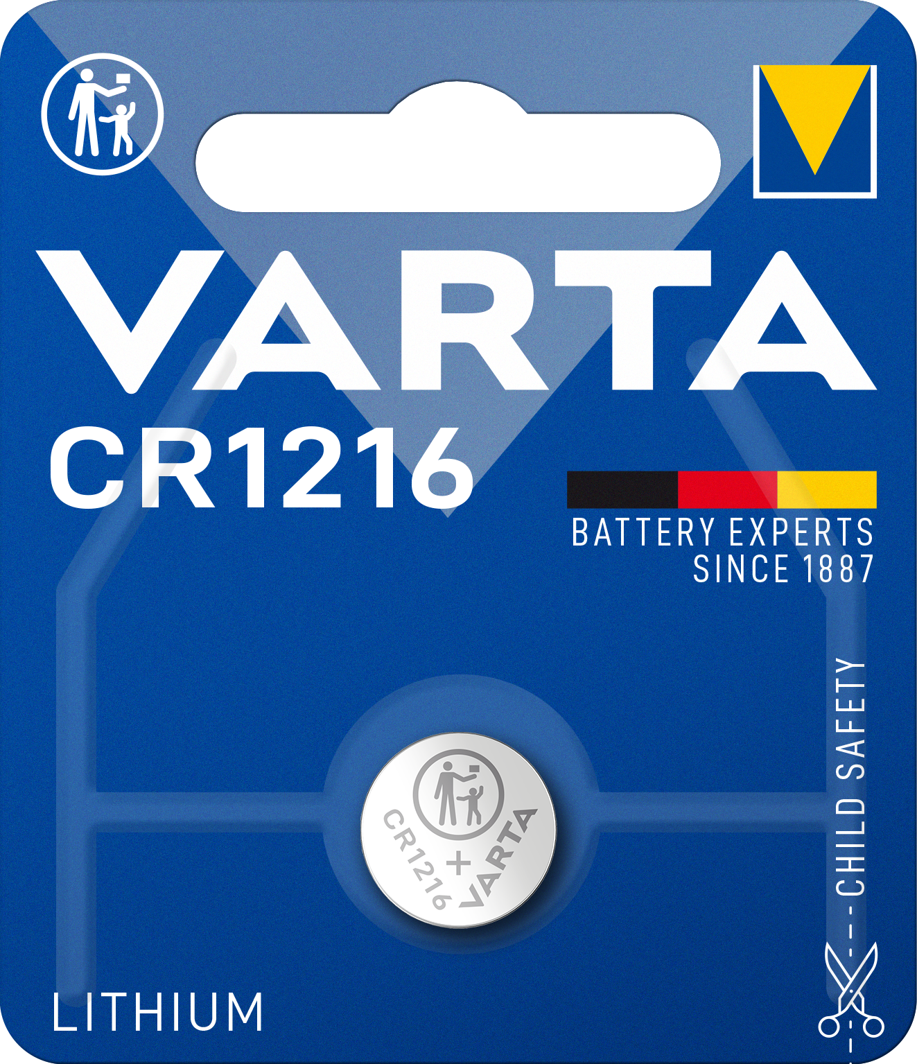 Varta CR1216 Lithium Knopfzelle 3V 27mAh - 1er Blister.