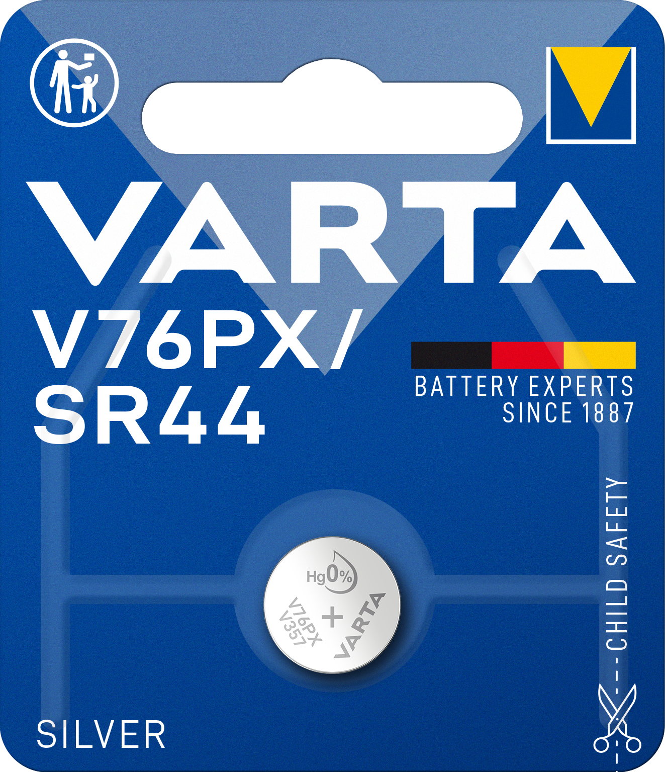 Varta V76PX Knopfzelle 1.55V SR44 1er Blister - Silberoxid.