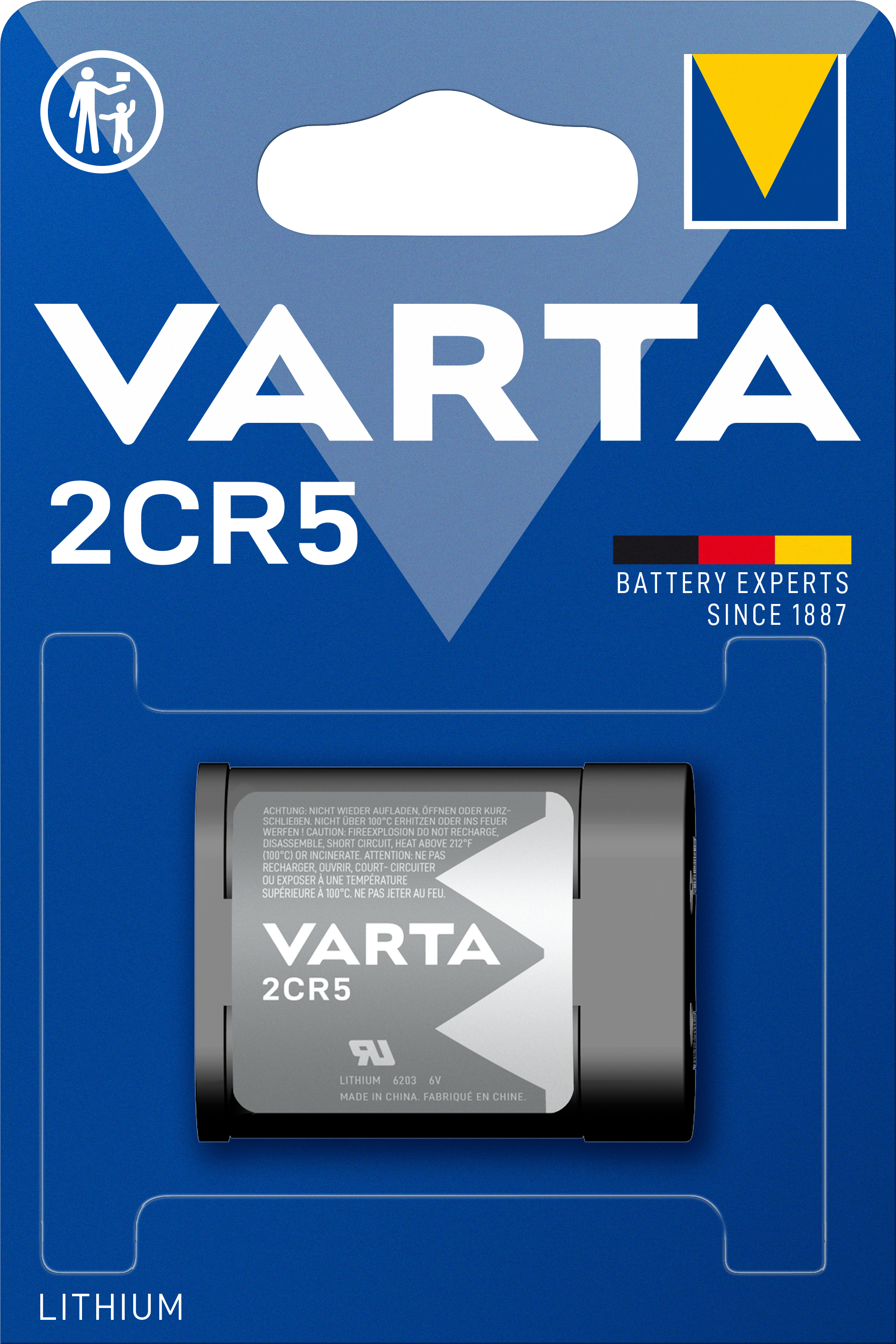 Varta 2CR5 Lithium Rundzelle 6V Batterie für elektronische.