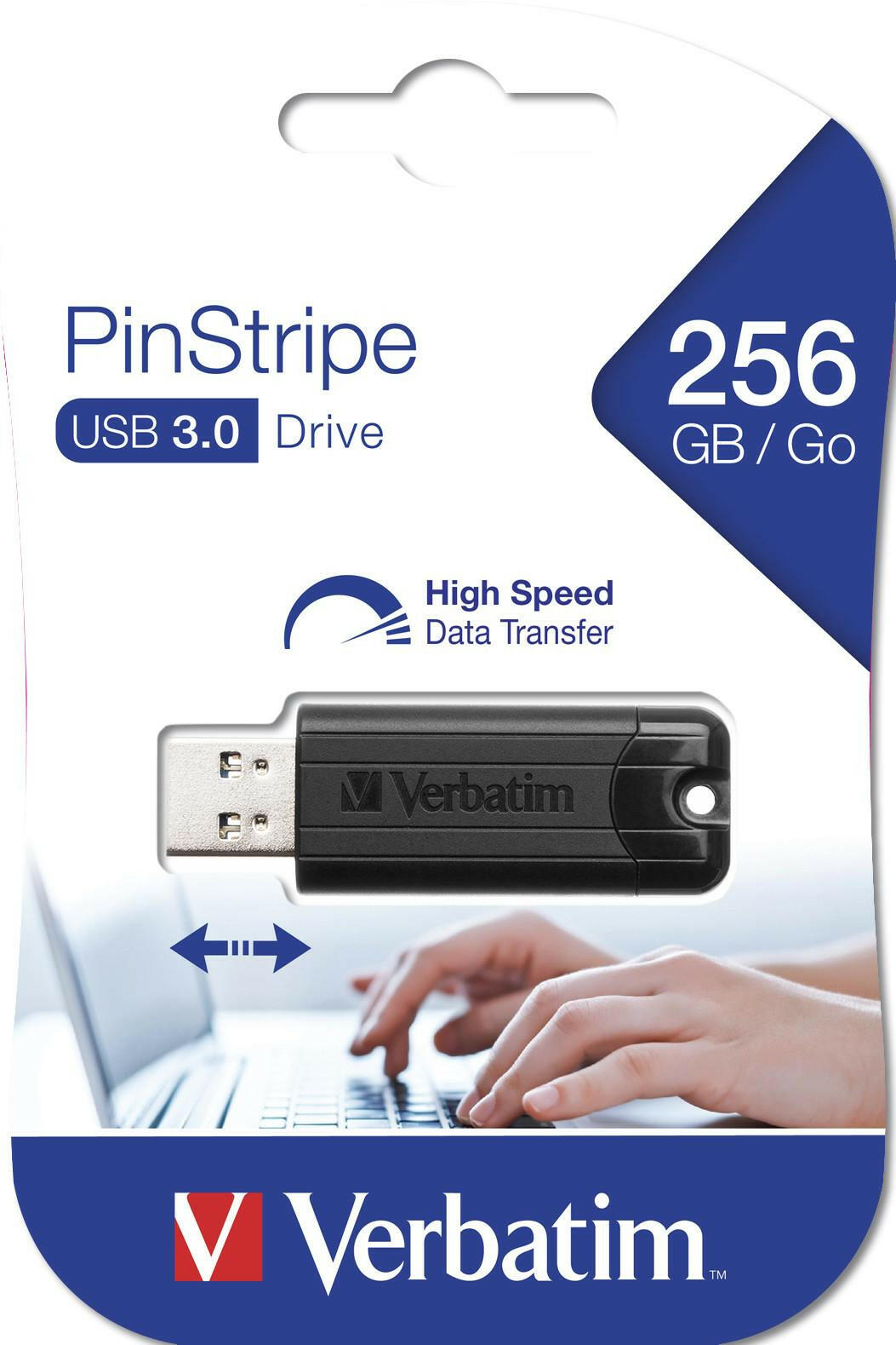 Verbatim PinStripe USB 3.0 256GB - Black - USB Drive 3.1 Gen.