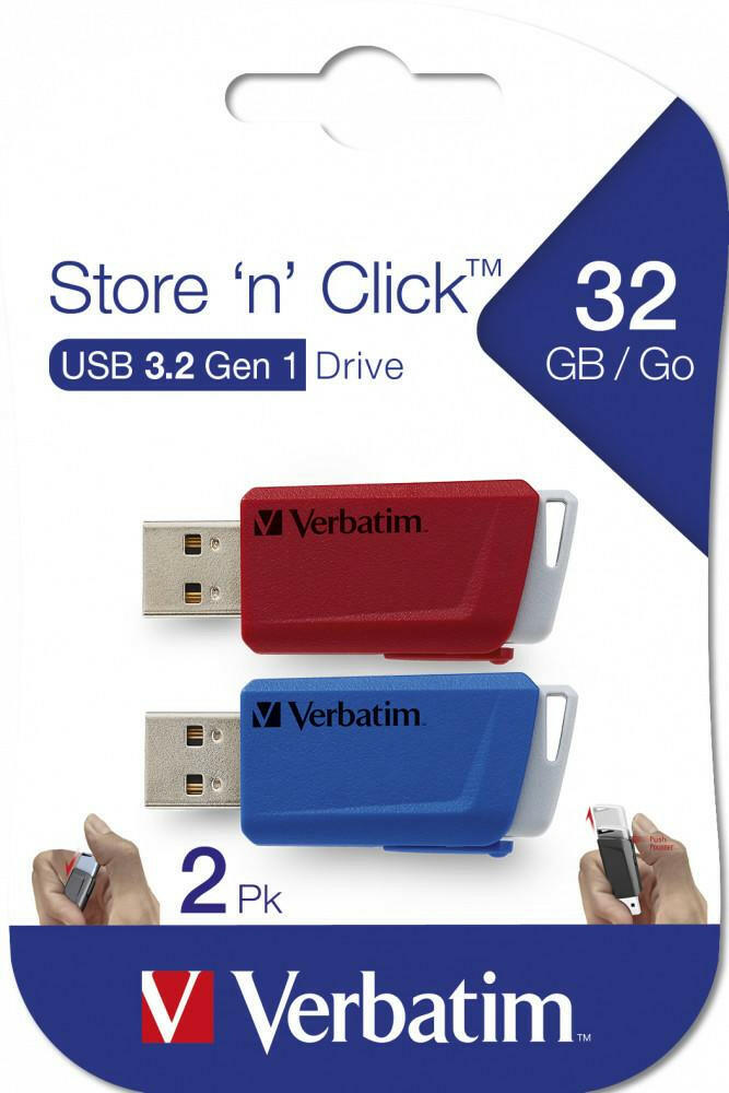 Verbatim Store 'n' Click USB 3.2 Gen 1 - 2x32GB - Blue/Red.