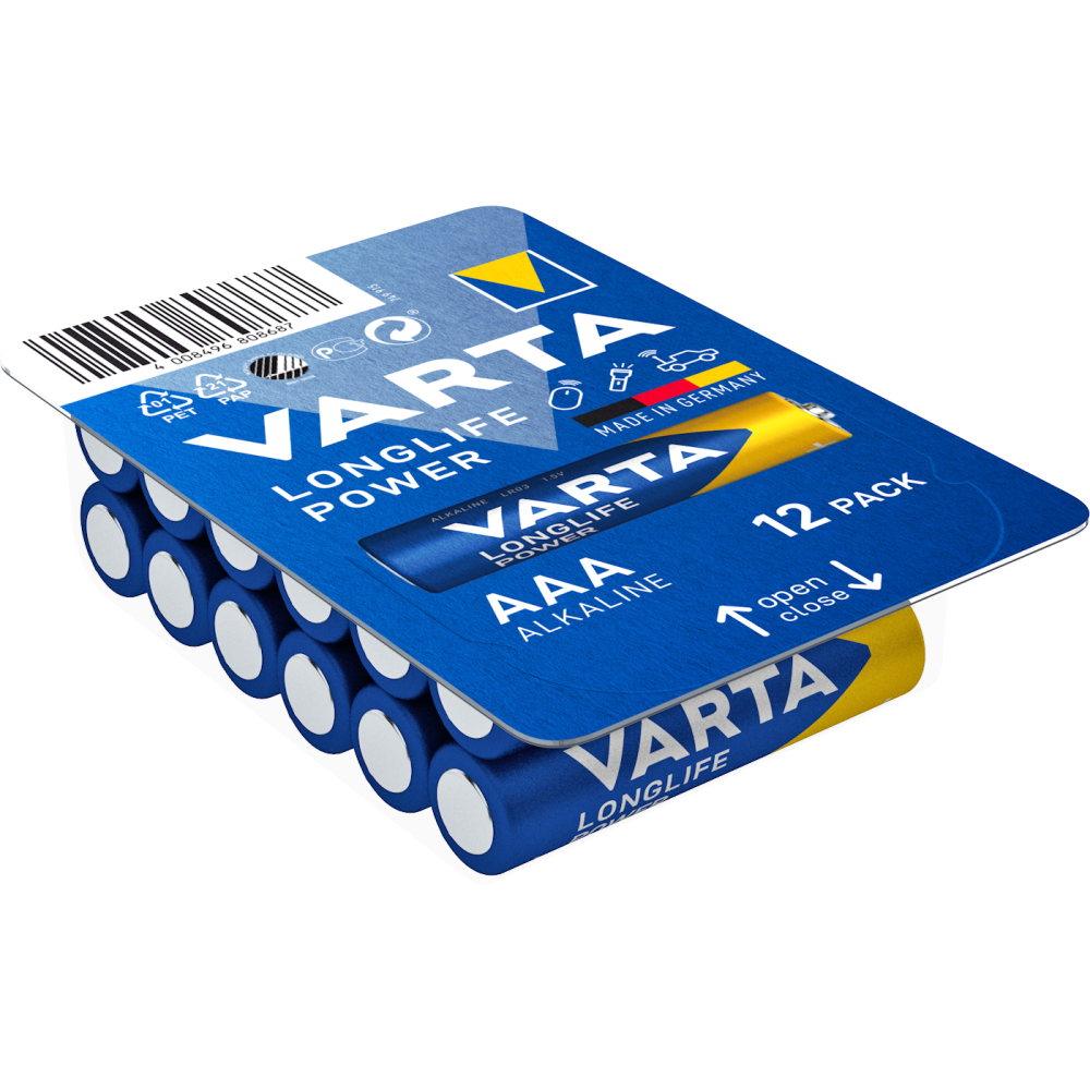 VARTA Longlife Power AAA Batterien 12er Pack 1,5V, Made in.