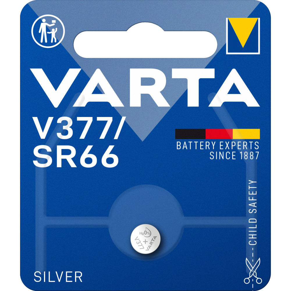 VARTA V377/SR66 Knopfzelle 1,55V Silver Coin, Made in.
