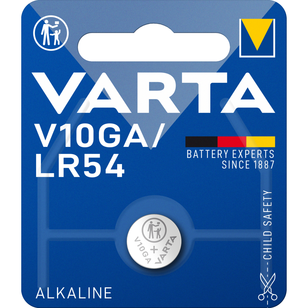 VARTA V10GA/LR54 Alkaline Knopfzelle 1,5V kindersicher.