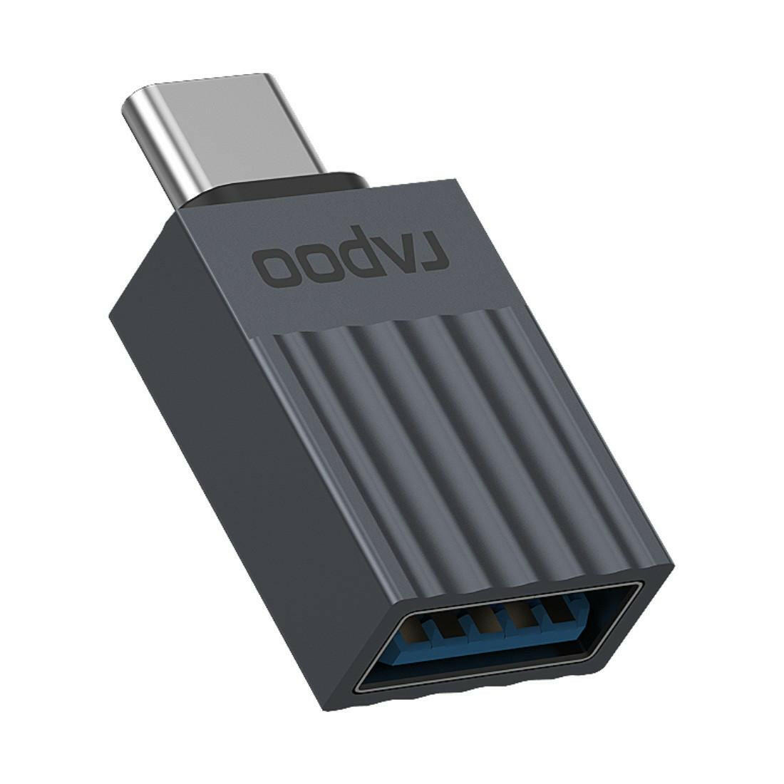 Rapoo UCA-1001 USB-C Adapter, grau, USB-A, Aluminium LED.