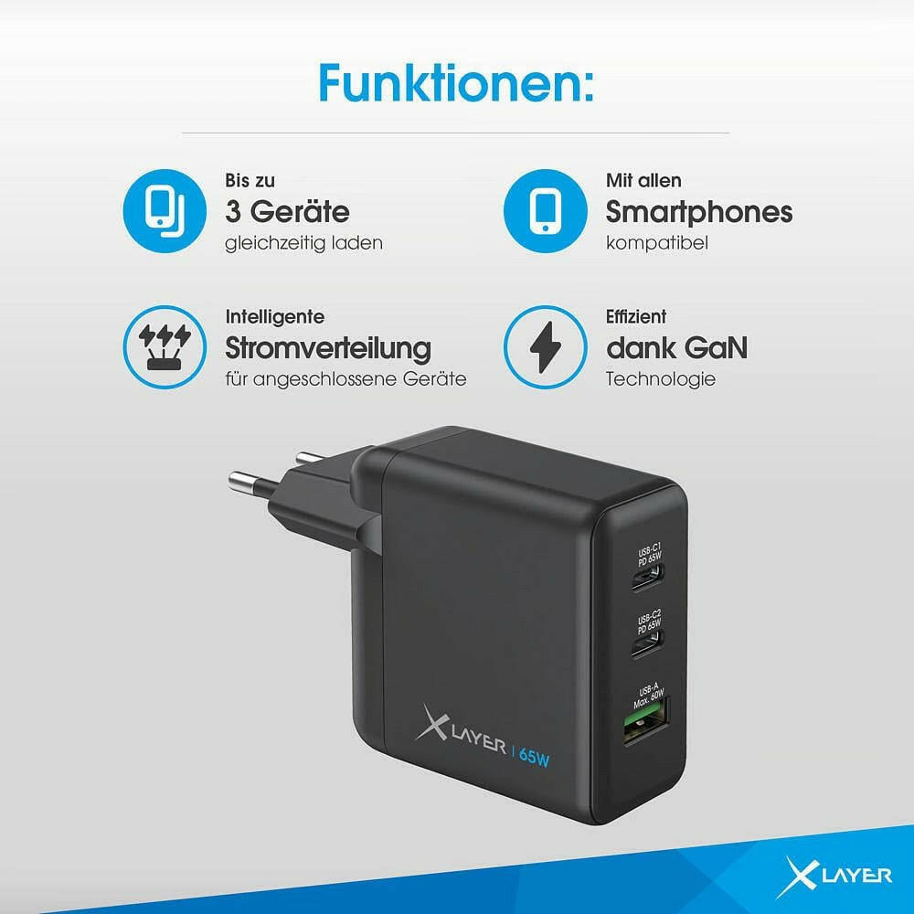 Xlayer Powercharger 65W USB-C Black Charger mit.
