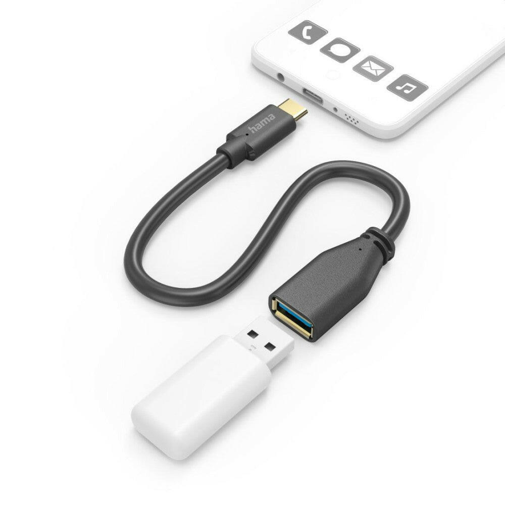 Hama USB-C auf USB-A OTG Kabel 15cm, 5 Gbit/s, vergoldet.