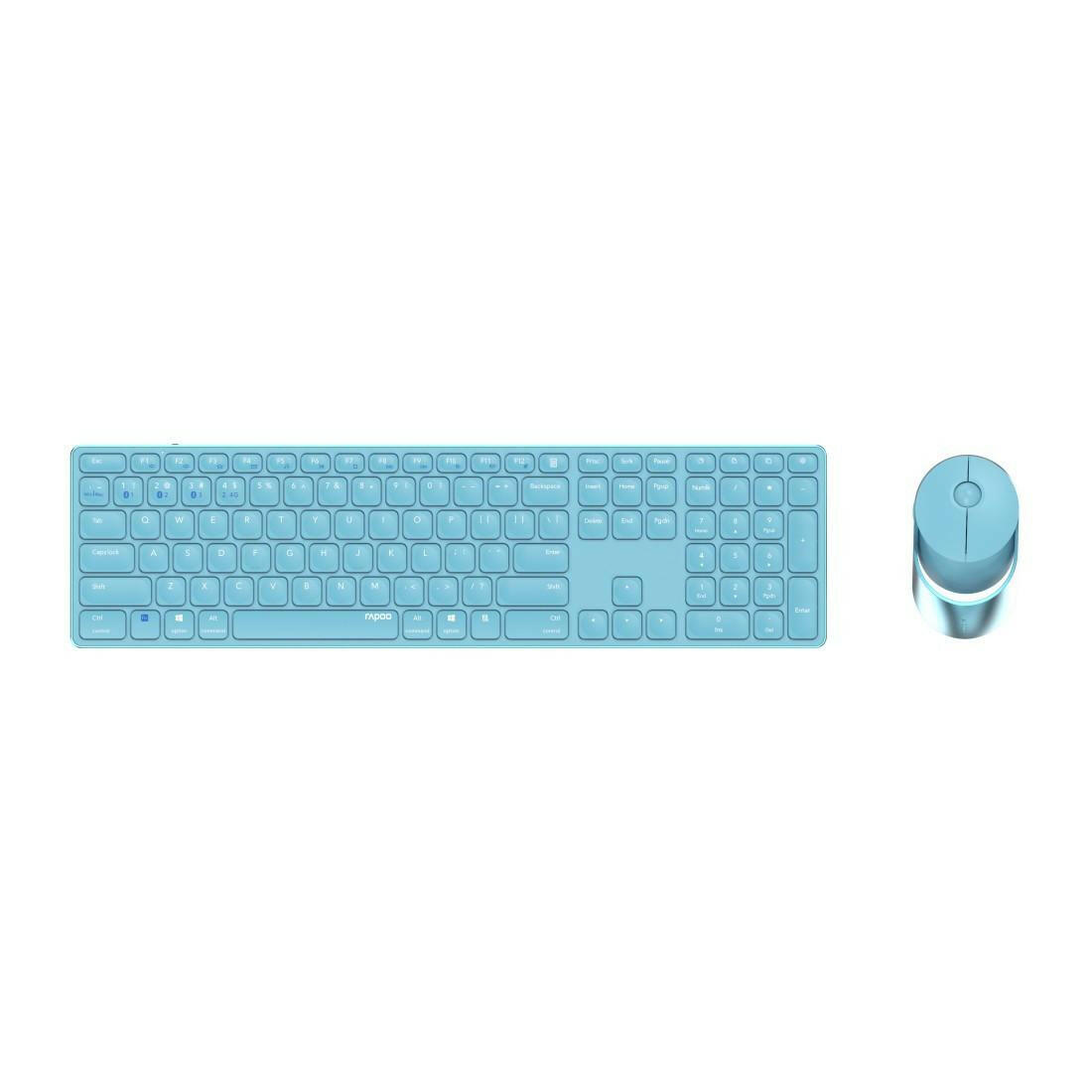 Rapoo 9850M Wireless Tastatur-Maus Set - Blau - Sensor 1600.