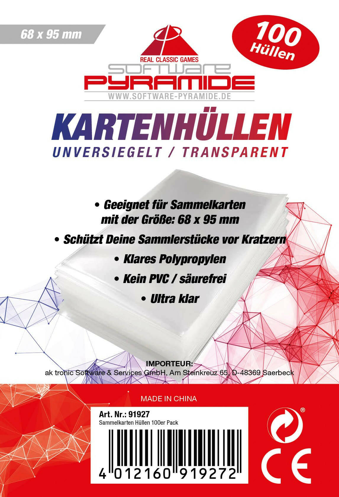 Software Pyramide Sammelkarten Hüllen 100er Pack.