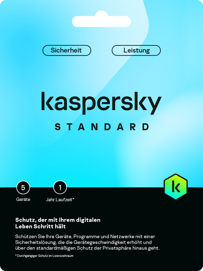 Kaspersky Sicherheitssoftware 5 Geräte 1 Jahr - TRONYQ
