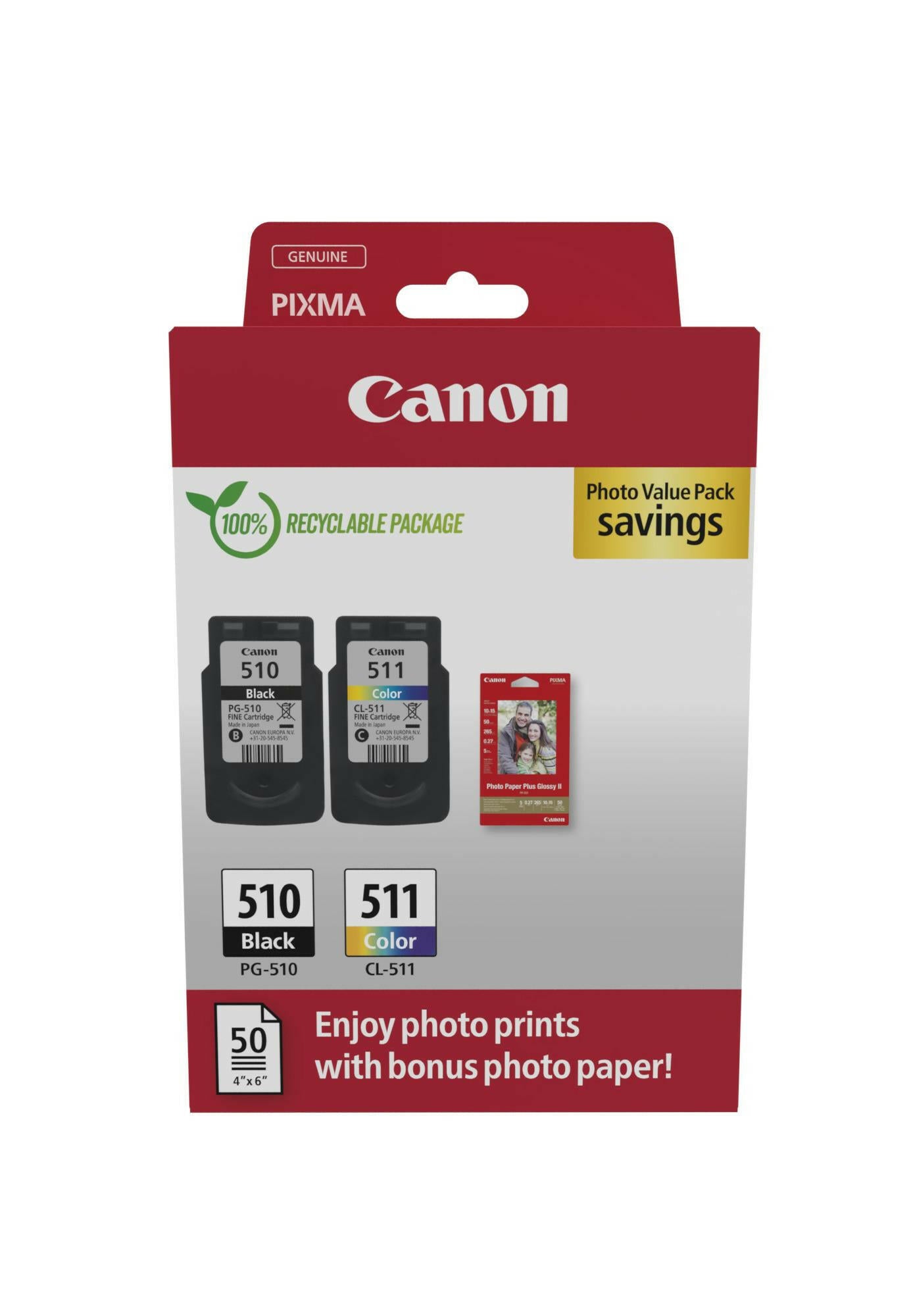 Canon PG-510/CL-511 Vorteilspack +50 Blatt 10x15cm Photo.