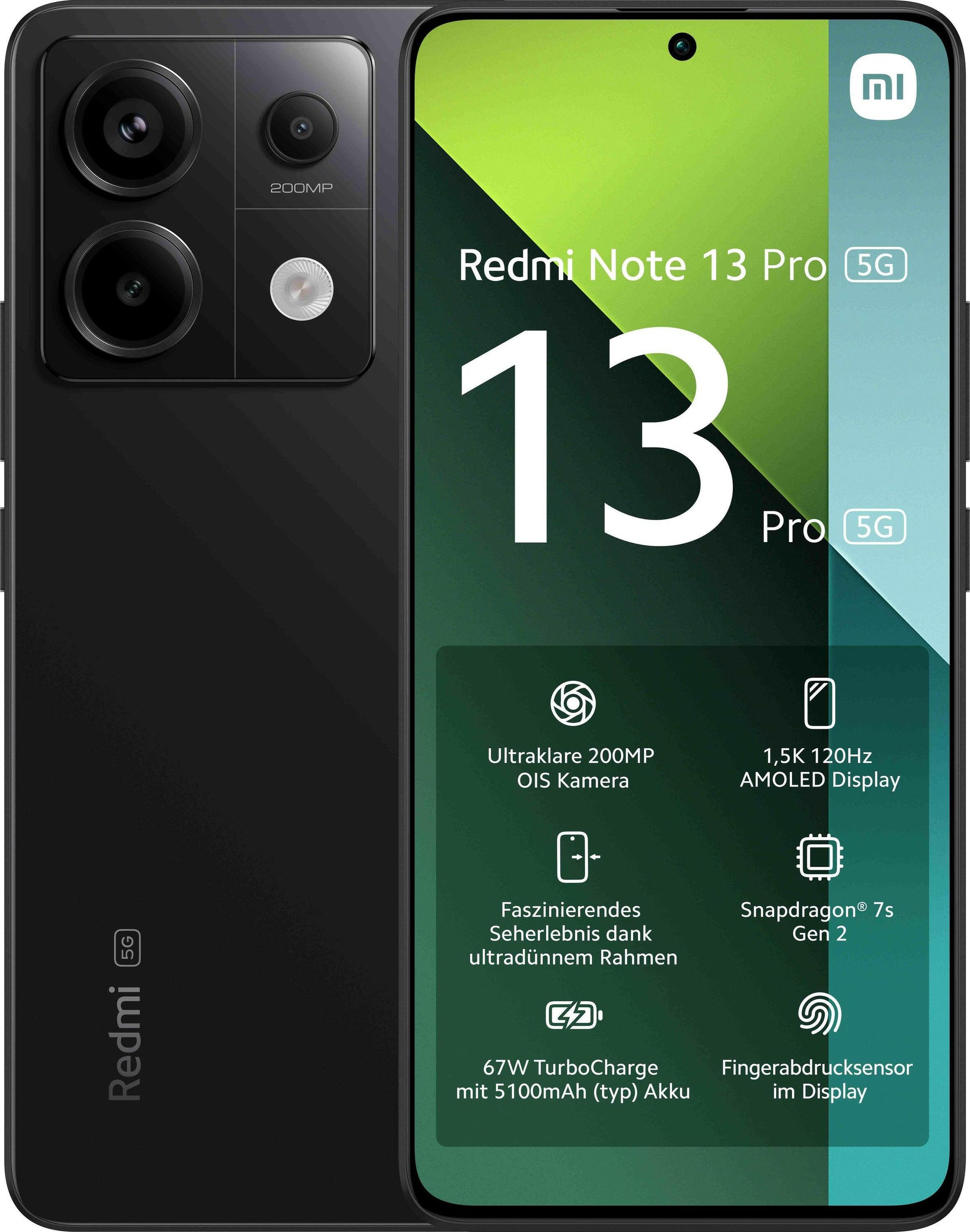 Xiaomi Redmi Note 13 Pro 5G 8GB + 256GB Black Smartphone.