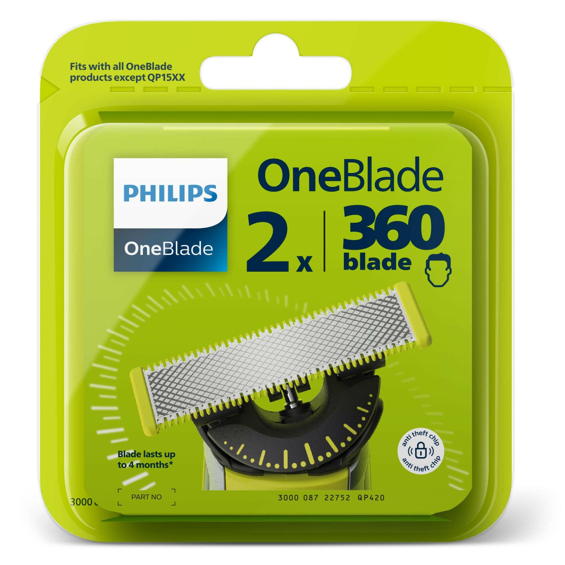 PHILIPS OneBlade QP420/50 Ersatzklinge - 360 Grad Klinge.