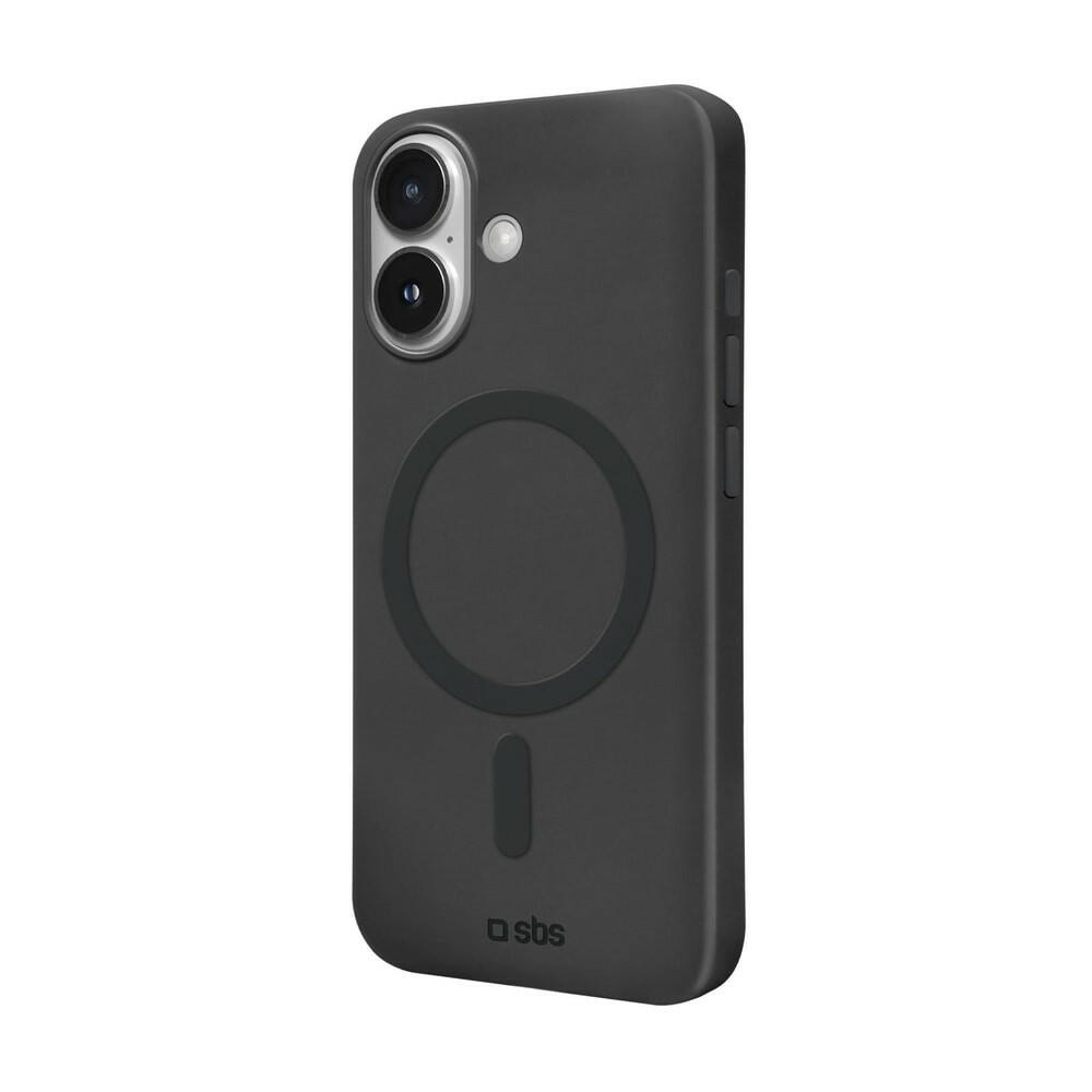 SBS iPhone 16 Silikon Hülle, Schwarz, MagSafe Technologie.