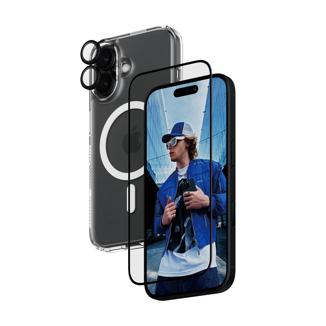 PanzerGlass iPhone 16 3-in-1 Schutz Set, transparent.