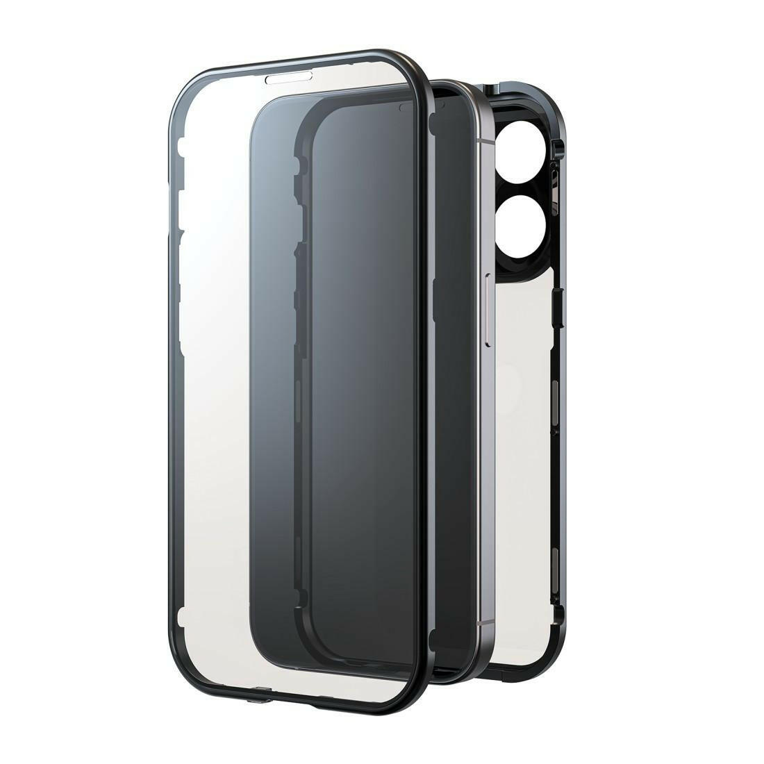 Black Rock 360° Glass Handyhülle für iPhone 16 Pro, Schwarz.