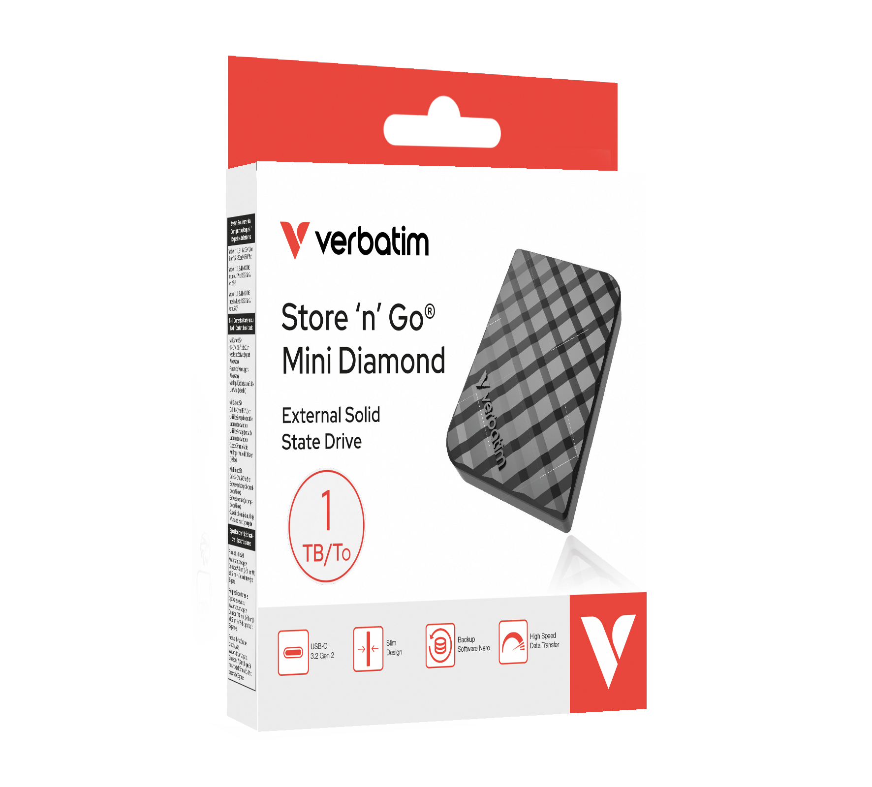 Verbatim Store 'n' Go Mini Diamond USB-C SSD 1TB Black 1000.