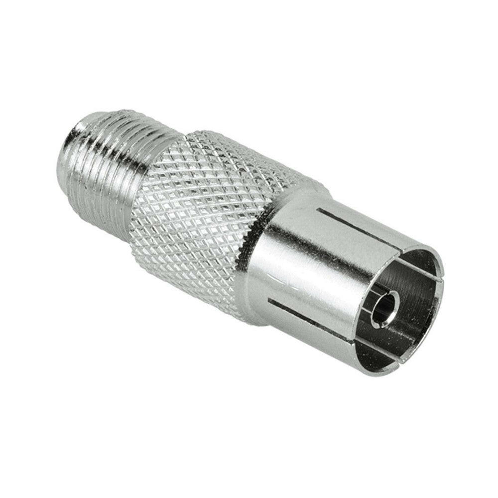 Hama 122488 SAT-Adapter F-Kabel, voll geschirmt, Edelstahl.