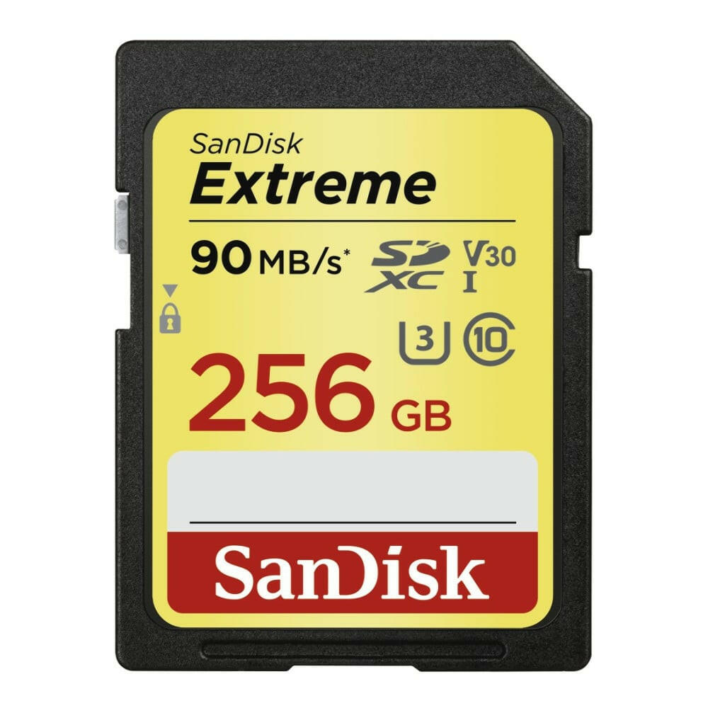 SanDisk 256GB Extreme SDXC Speicherkarte Class 10 V30 U3.
