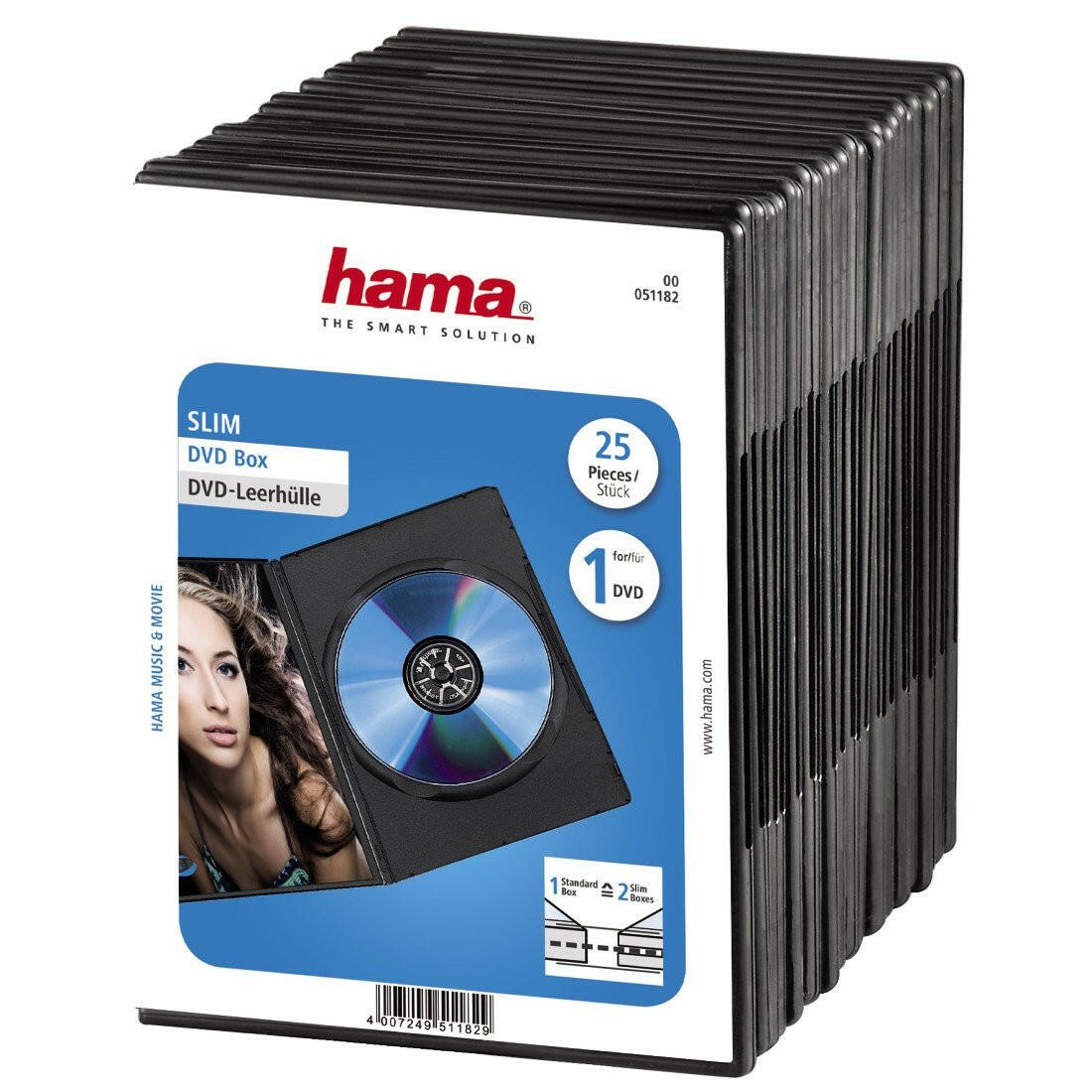 Hama DVD-Hülle Slim 25er-Pack schwarz, ultra-schmal für.