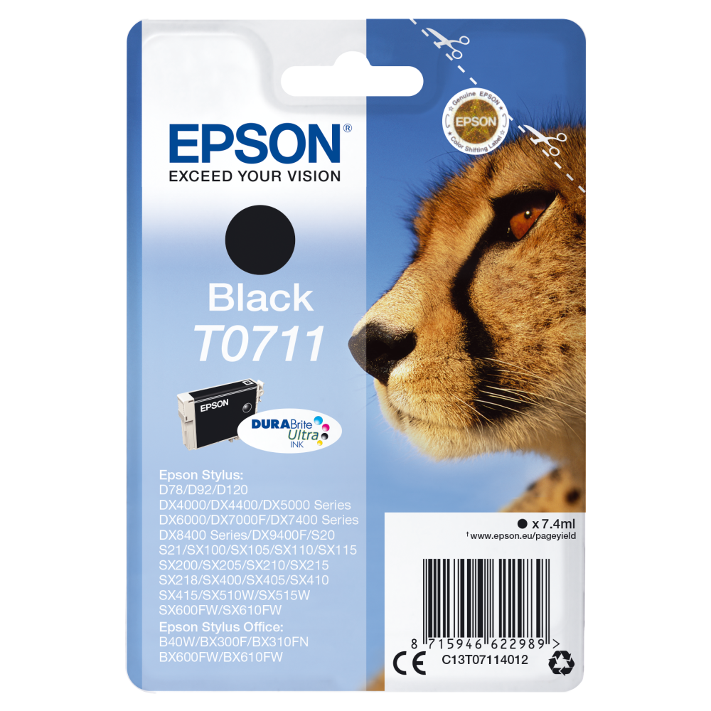 Epson Gepard Schwarz Tinte 7,4ml (Singlepack) - Original.