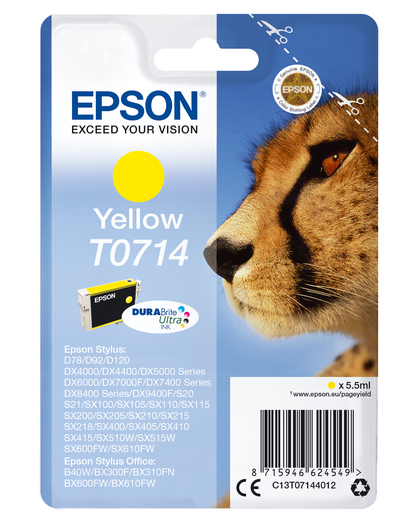 Epson Gepard Gelb T0714 Tinte 5.5 ml.
