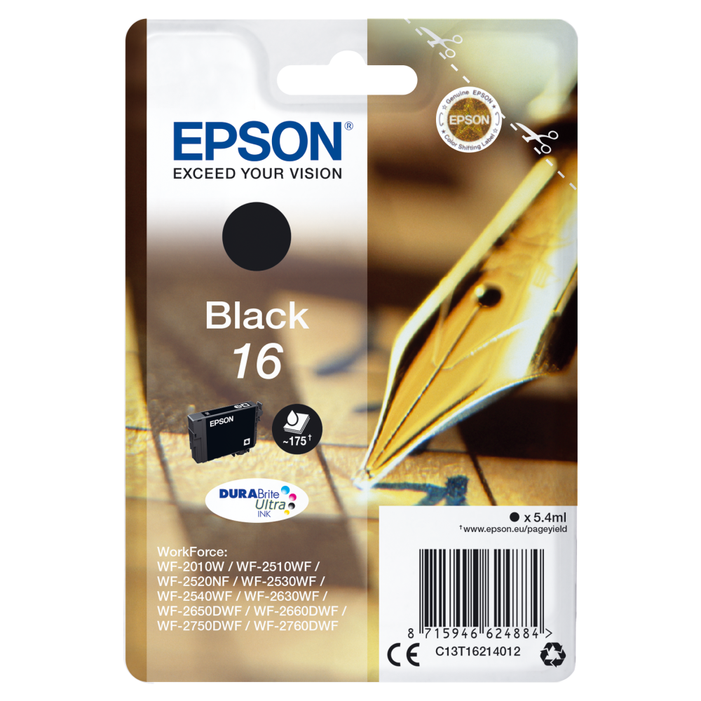 Epson C13T162141012 Tintenpatrone schwarz für WF-Modelle.