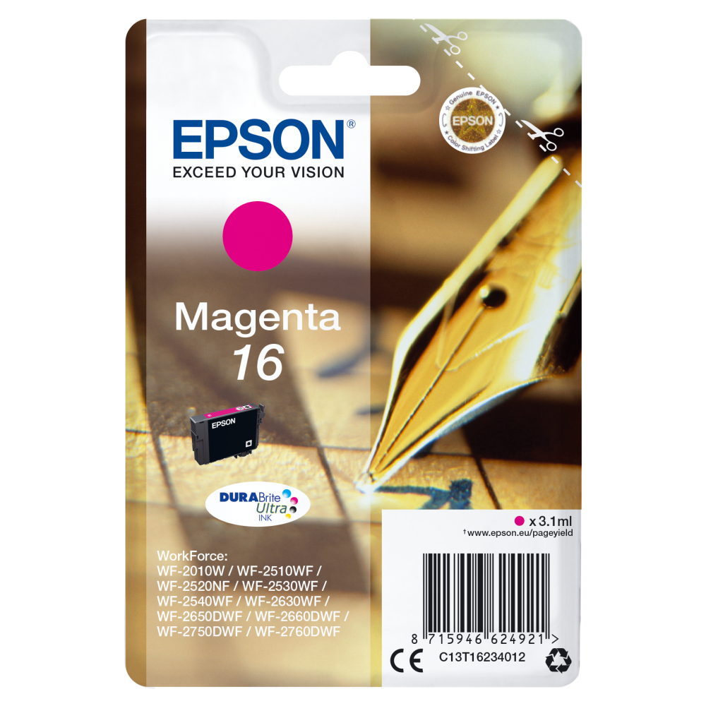 Epson C13T16234012 Tintenpatrone Magenta für WF-Drucker.