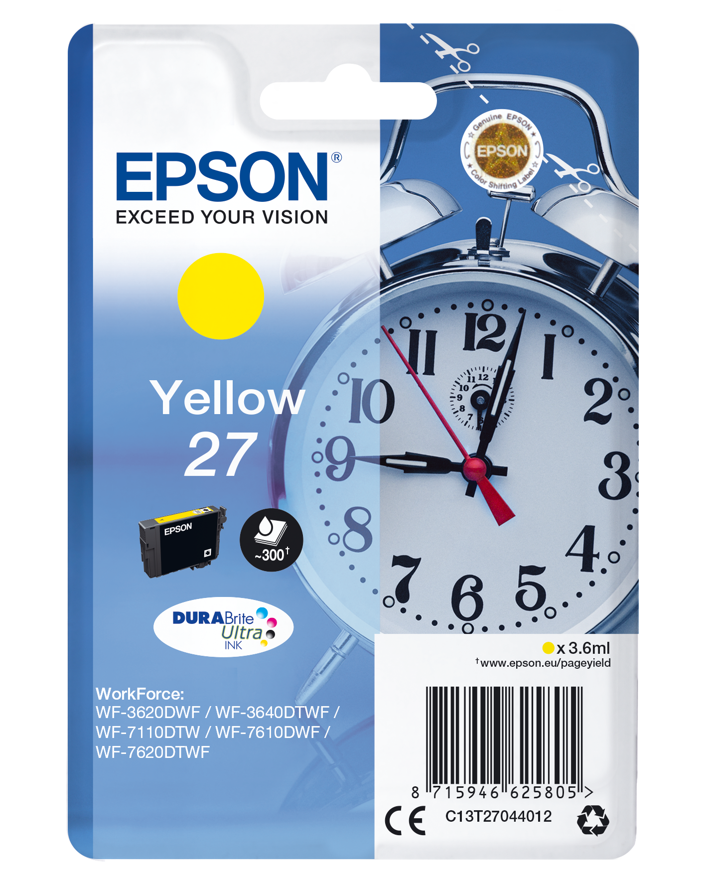 Epson T2702 Original Druckerpatrone gelb, 300 Seiten.