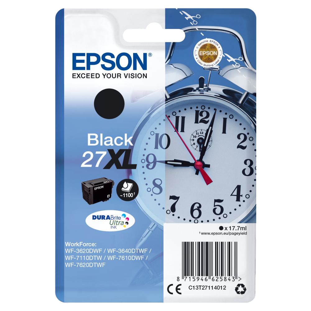 Epson C13T27114012 XL Tintenpatrone schwarz für Drucker.