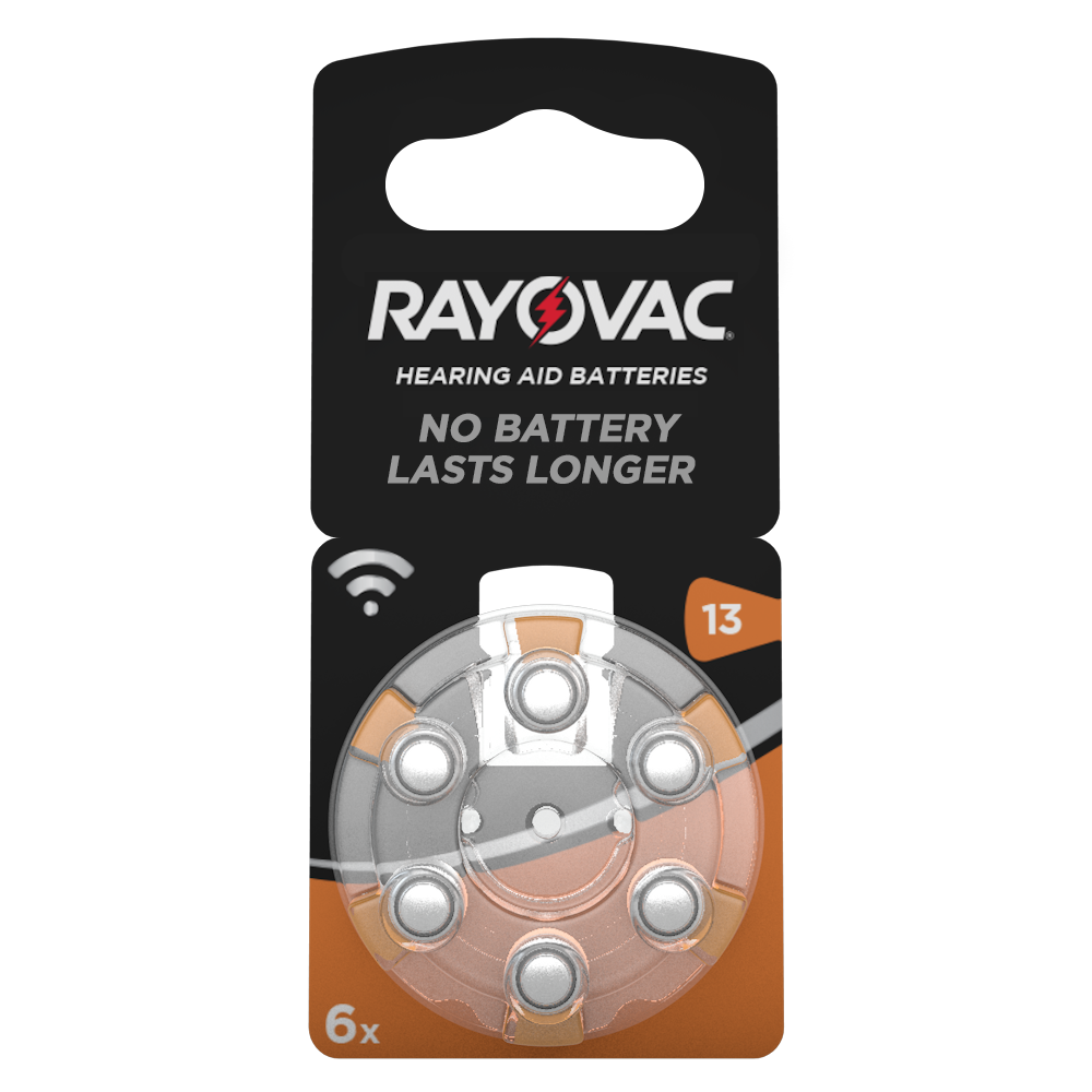 Rayovac 13 Knopfzelle für Hörgeräte, 6er Blister, 290mAh.