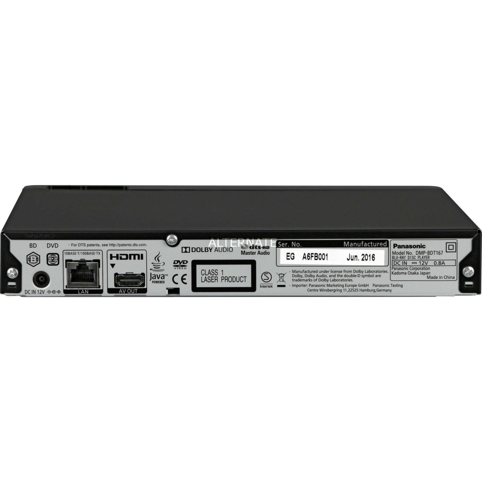 Panasonic DMP-BDT167EG 3D Blu-ray Player mit Internet Apps.