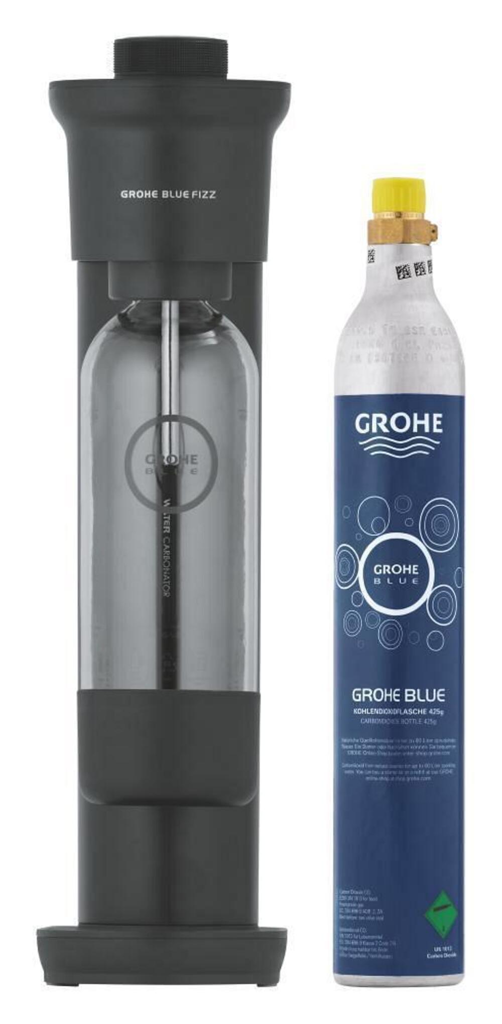 Grohe Blue Fizz Advanced Starter Set schwarz Trinkwassersprudler (1 x Trinkflasche, 1 x CO2) - TRONYQ