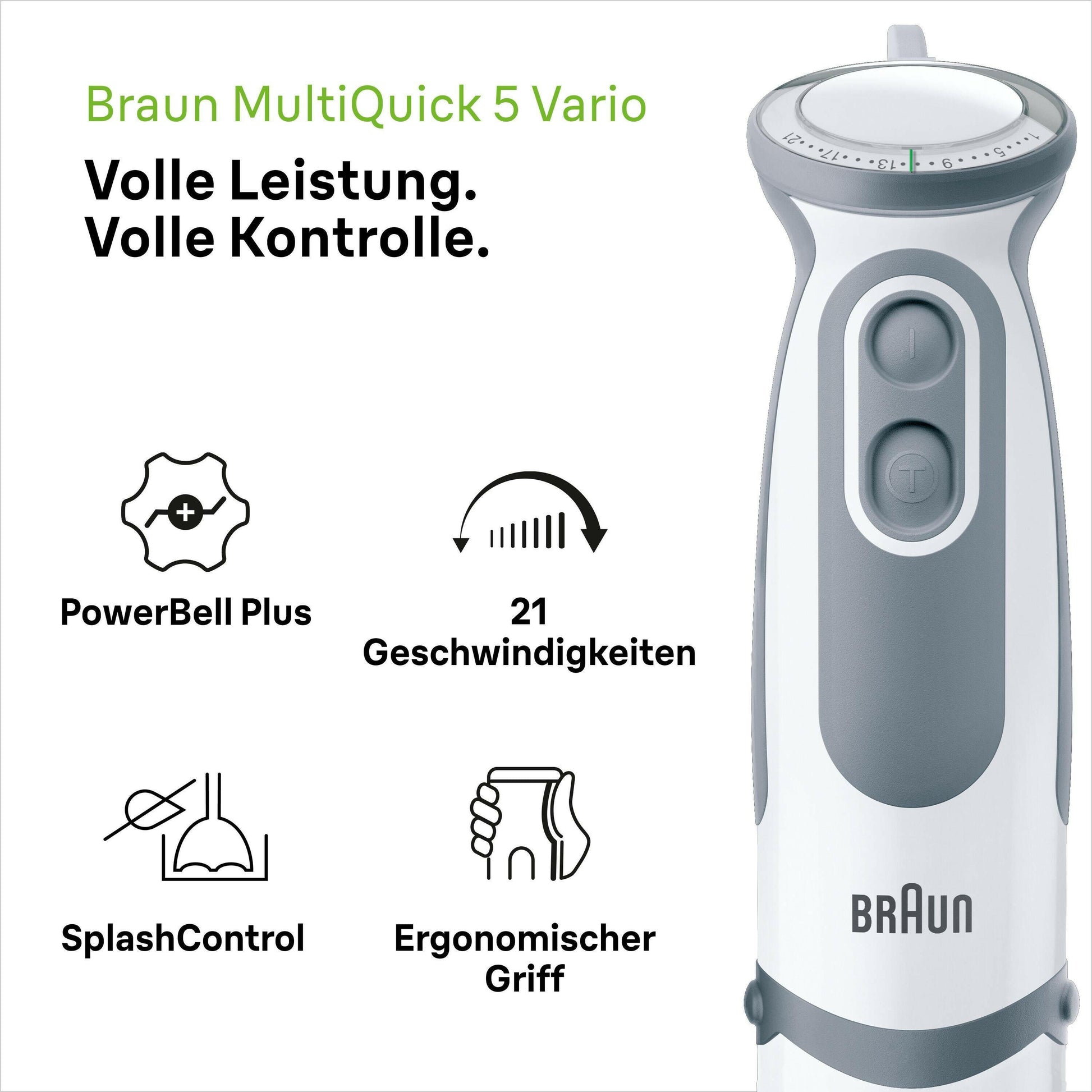 Braun MultiQuick 5 Vario MQ 5220WH Stabmixer.