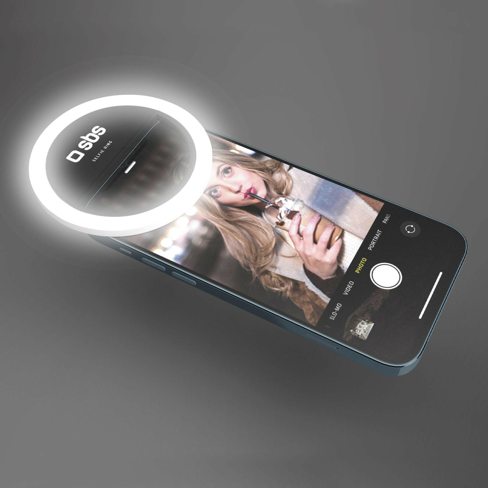 SBS Selfie Ringlicht für Handy - Wiederaufladbar mit USB.