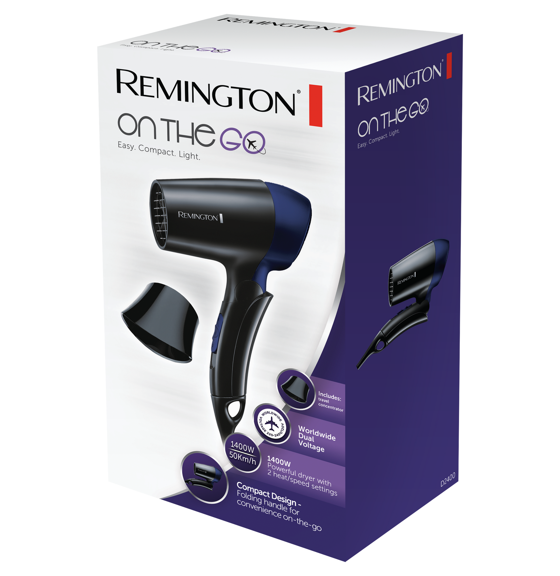 Remington D2400 Haartrockner On The Go, 1400W, klappbar.
