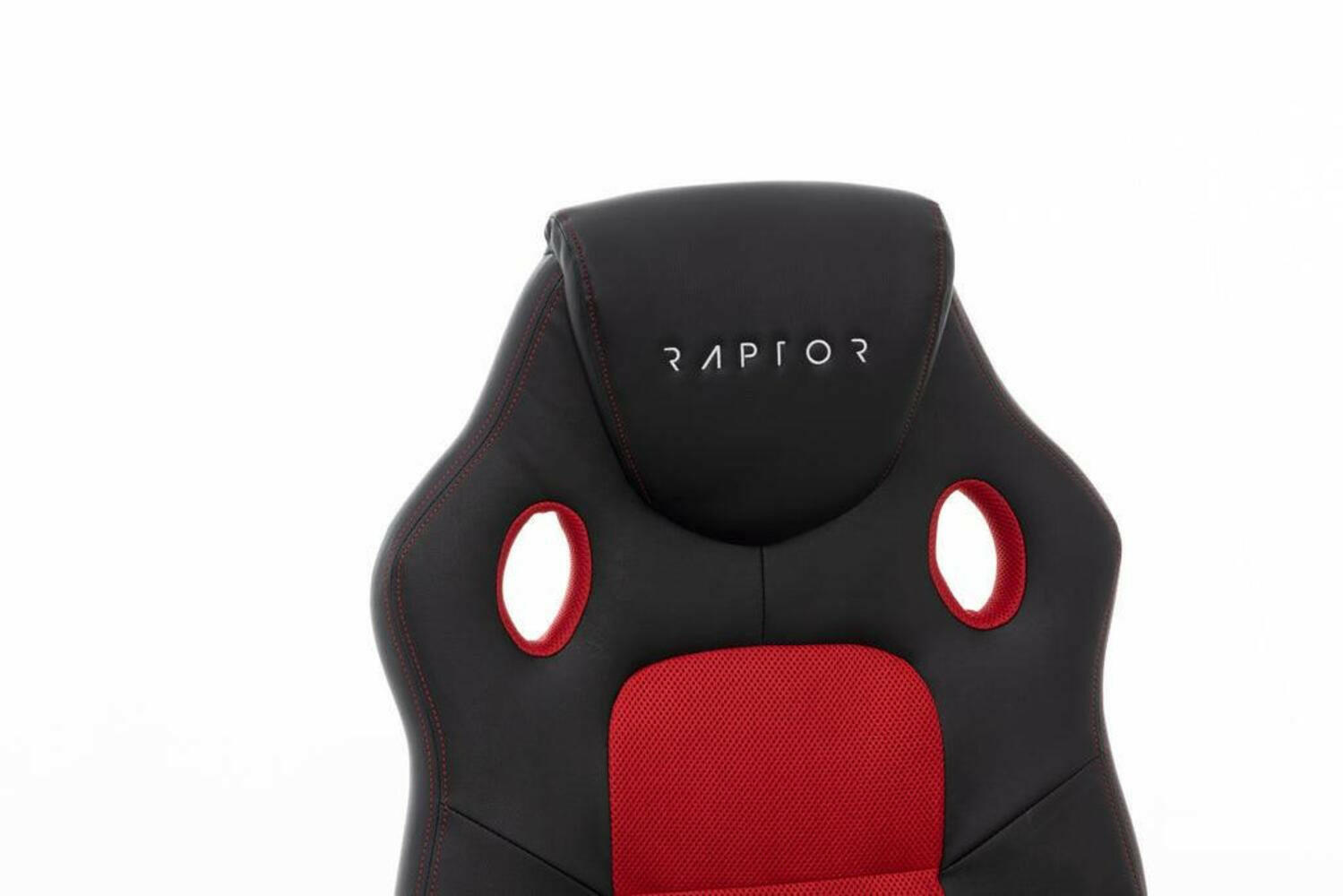Raptor GS-40 Gaming-Stuhl, ergonomisch, Schwarz/Rot.