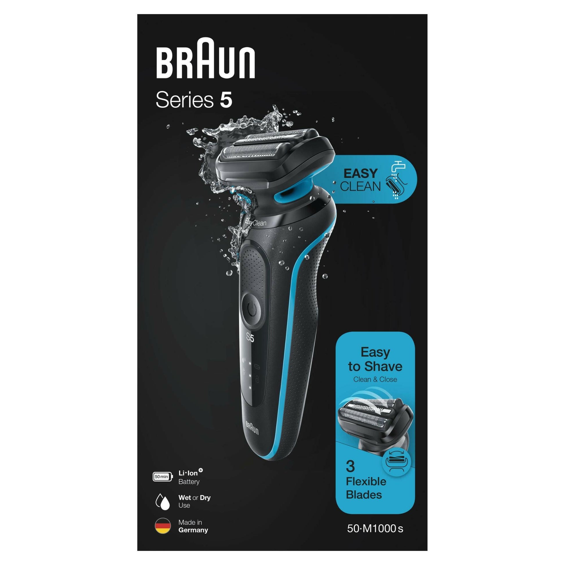 Braun Series 5 50-M1000s Elektrorasierer schwarz/türkis.